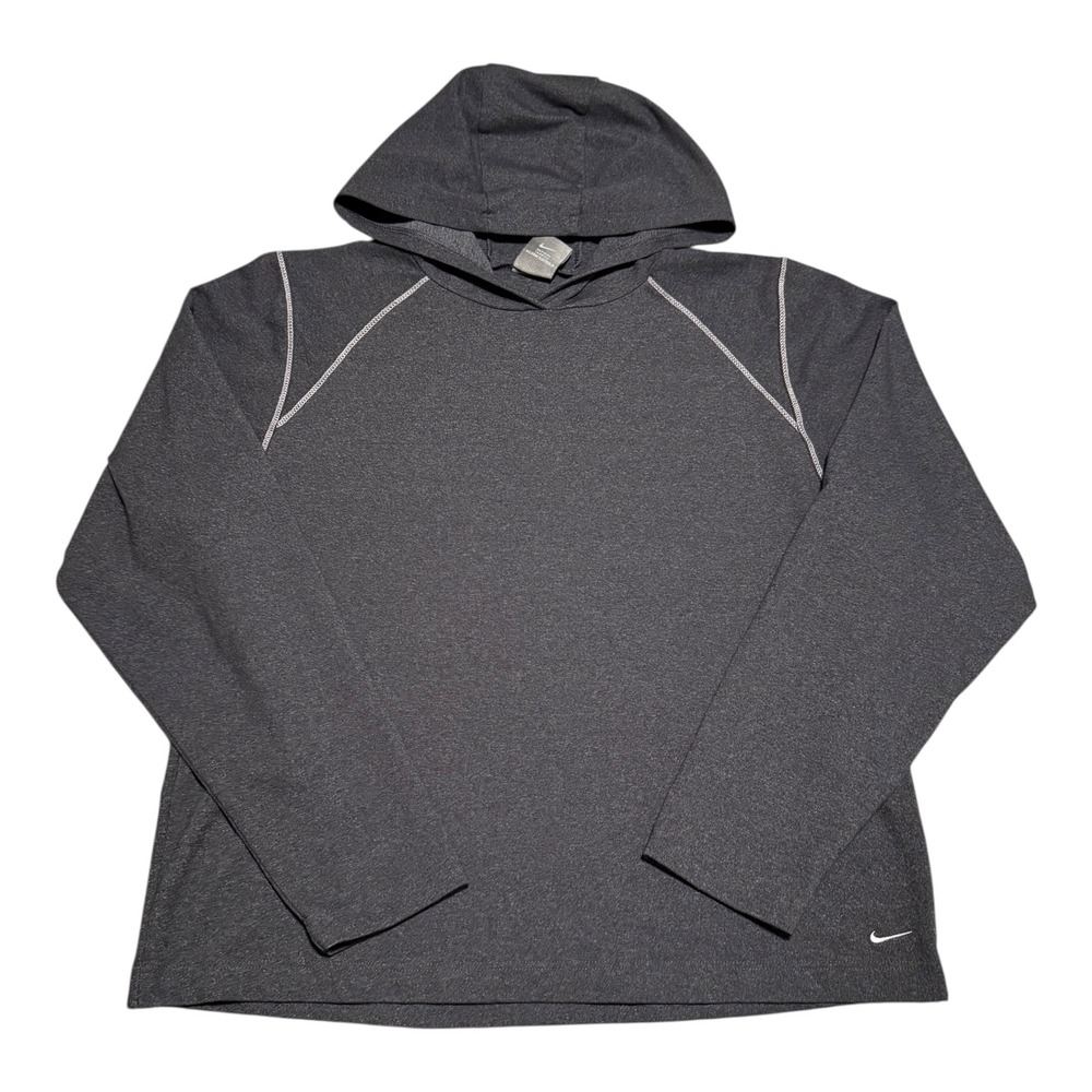 Nike Silver Tag Y2K Nylon Blend Gray Embroidered Swoosh Sweatshirt Women's Large